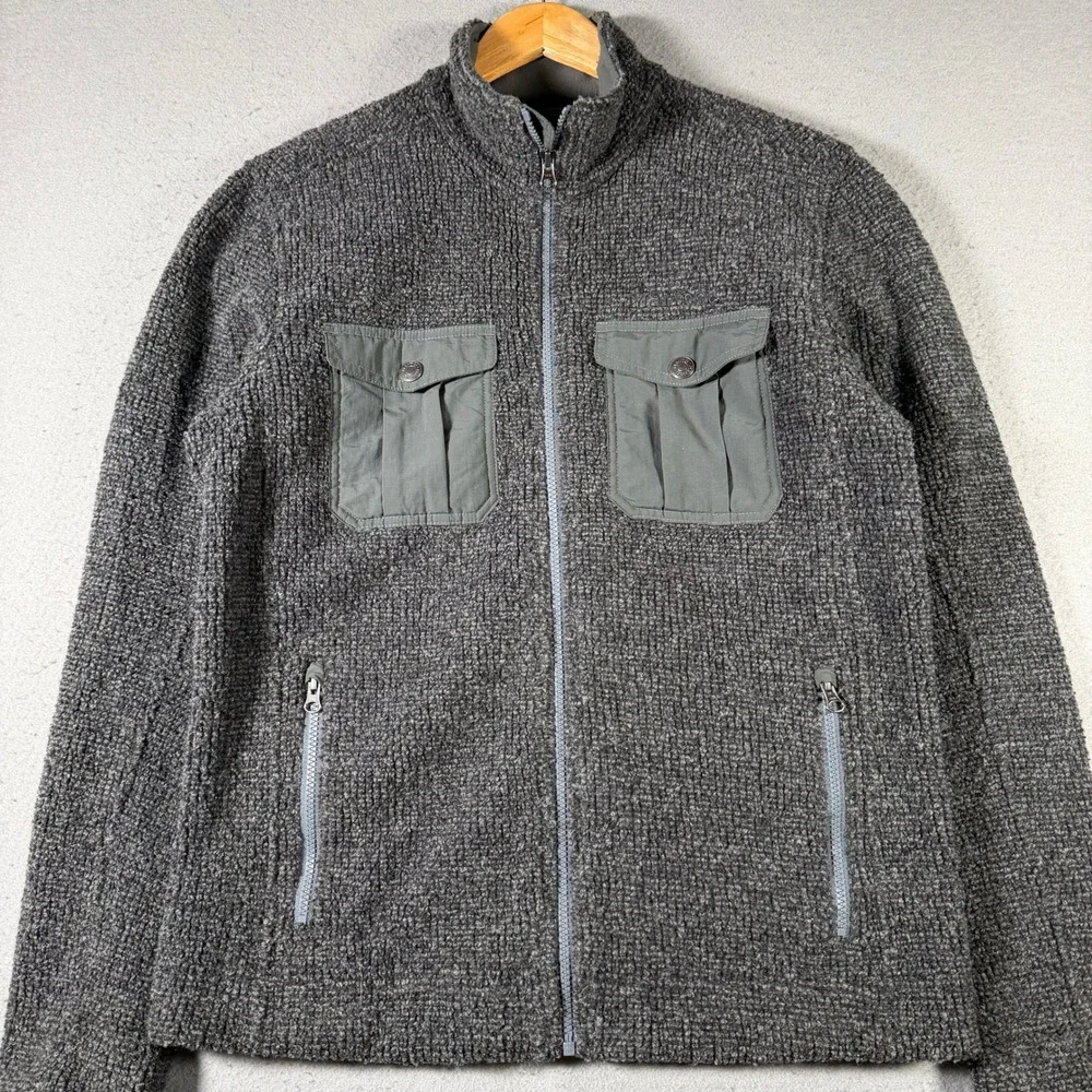Marmot Mens Gray Wool Blend Full Zip Textured Knit Utility Jacket K43980‎ Medium